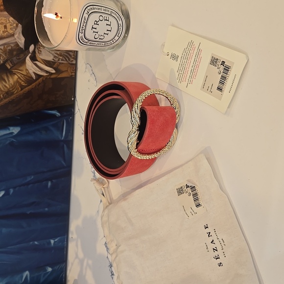 Sezane Artemis Belt, Peach, Size 80, NWT, From Paris, Comes With Floral Clutch - Picture 17 of 17